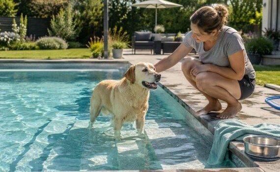 Zu sehen ist Bild 1 zum Beitrag mit dem Thema: Mit dem Hund im Pool